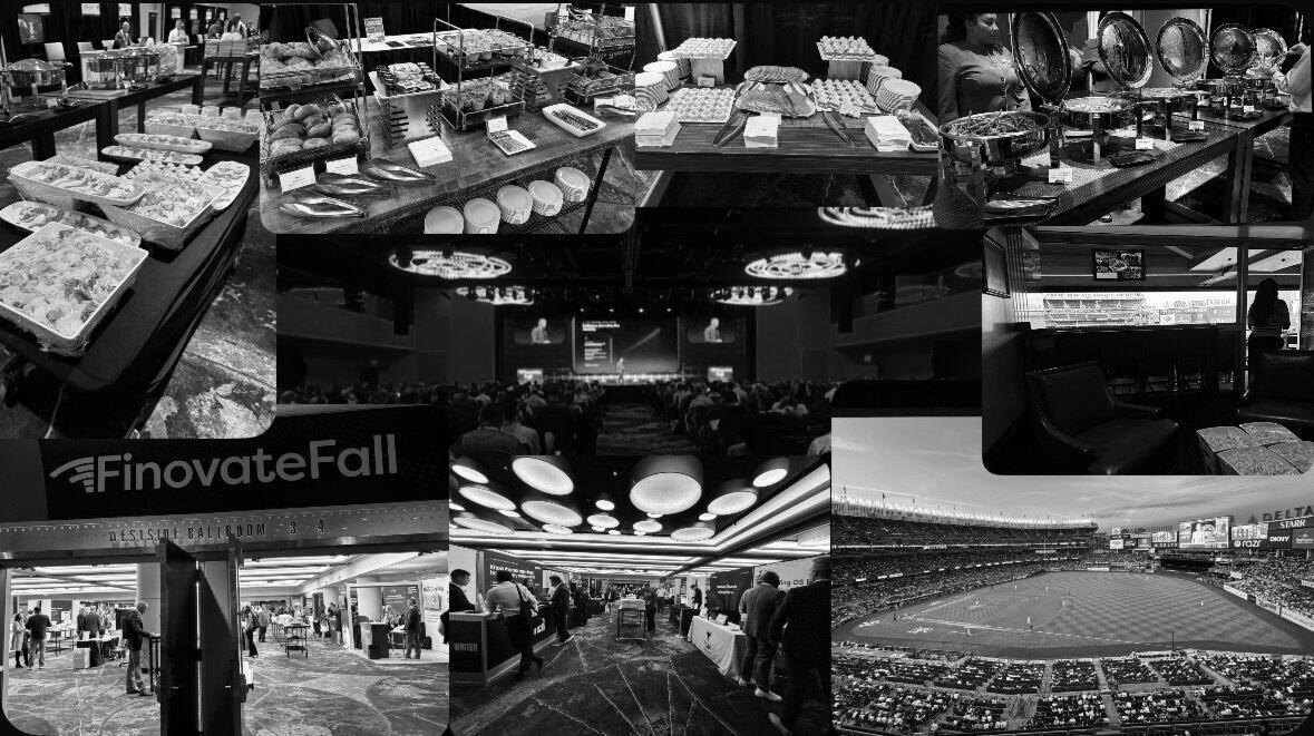FinovateFall in New York and Yankee Stadium, a collage