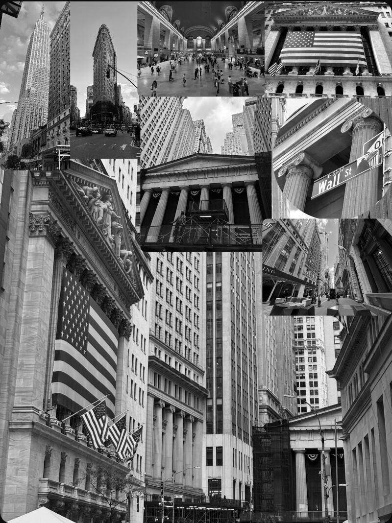 Wall Street, Midtown and the New York Stock Exchange, a collage